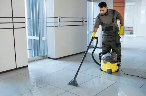 Vacuuming the floors of an apartment in Los Angeles