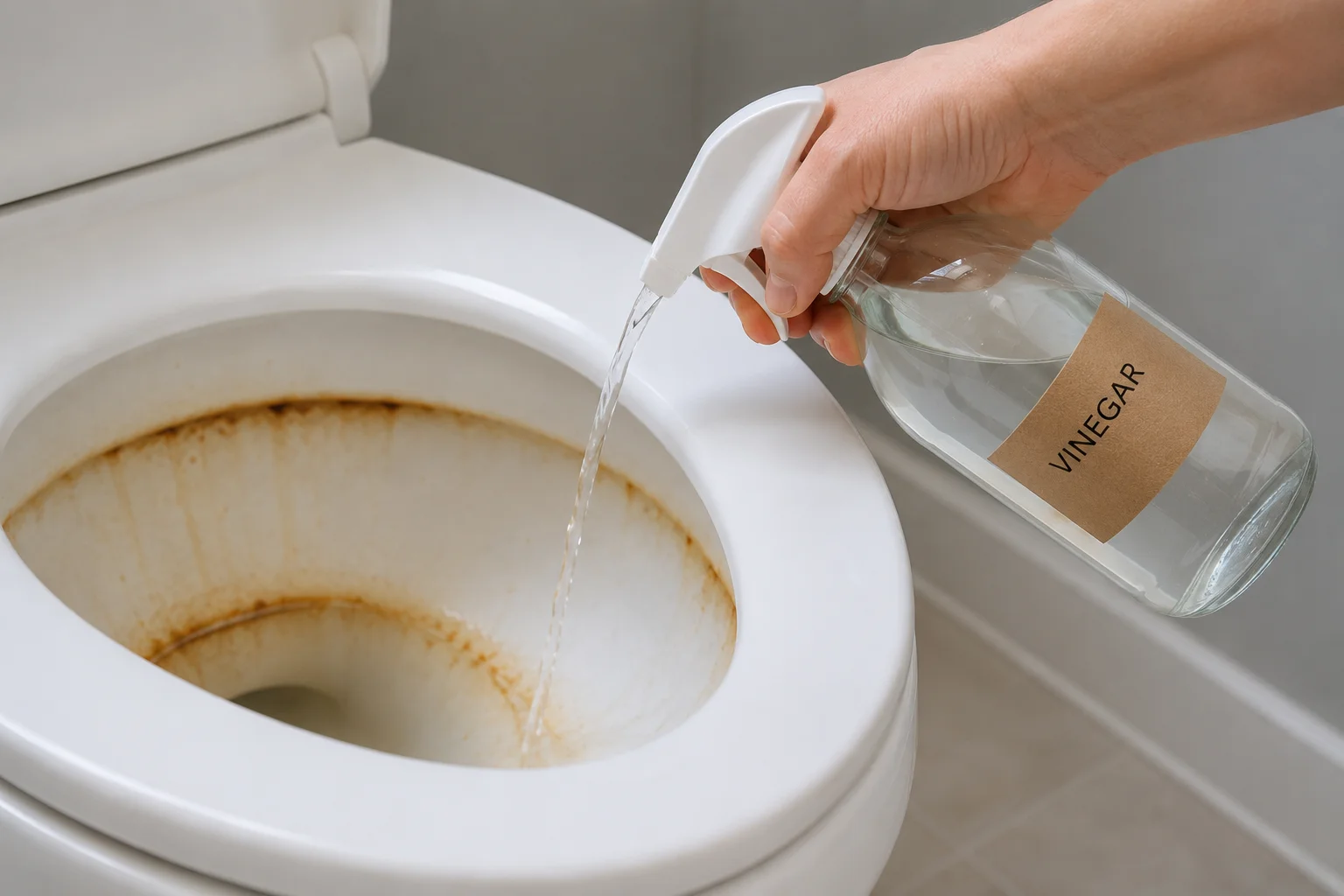 how to remove rust stains from toilet bowl with white vinegar