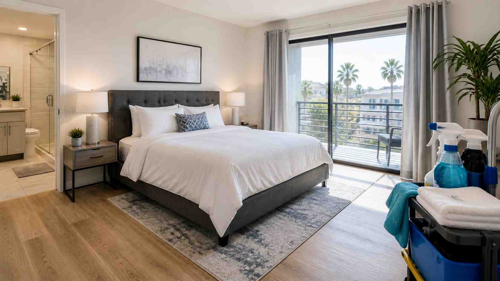 Spotless Airbnb rental interior prepared for guest turnover after professional cleaning