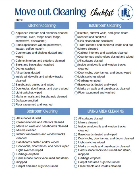 Move Out Cleaning Checklist - Printable - The Maid Squad